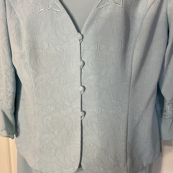 Mother/Grandmother of the Bride Blue 2pc Long Formal Gown w/Jacket 12 - Picture 4 of 10